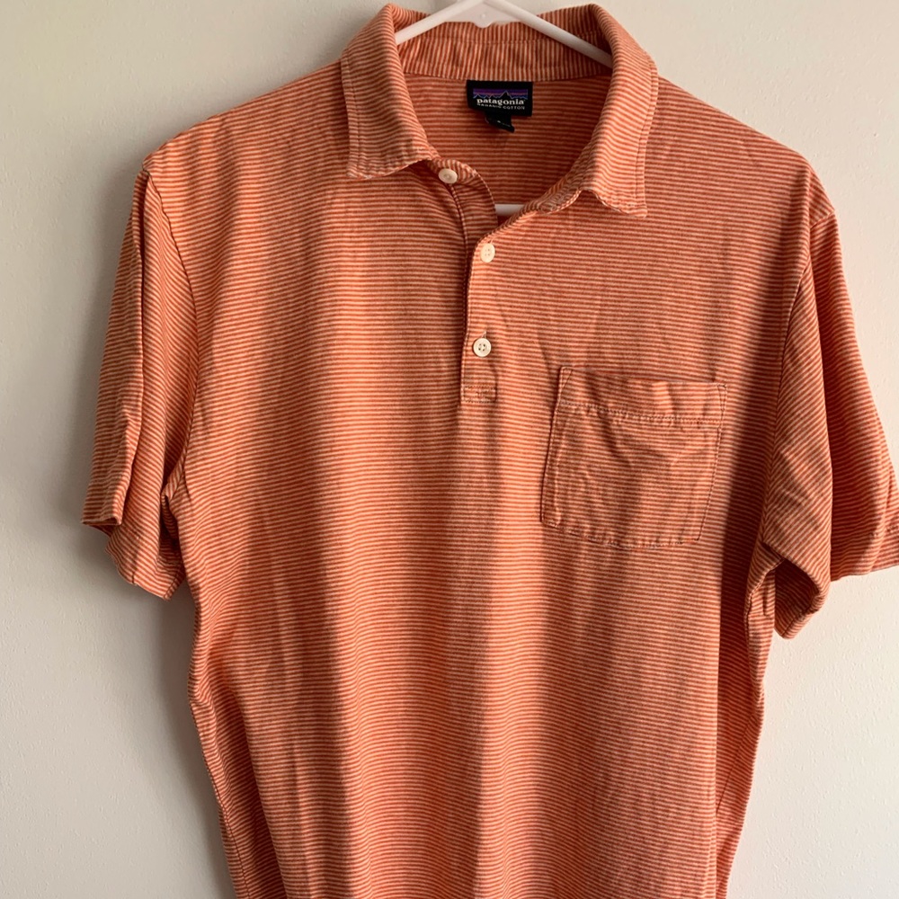 Patagonia Casual Orange Striped Polo